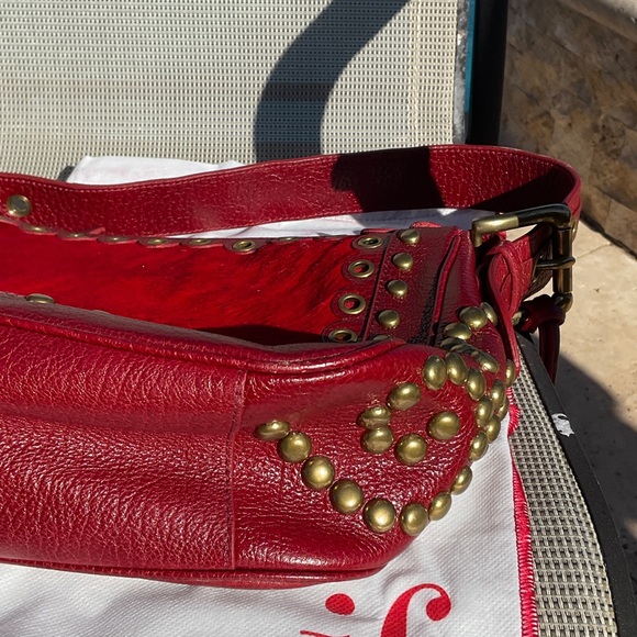 Isabella Fiore Red Studded Marisa Shoulder Bag - Picture 8 of 12